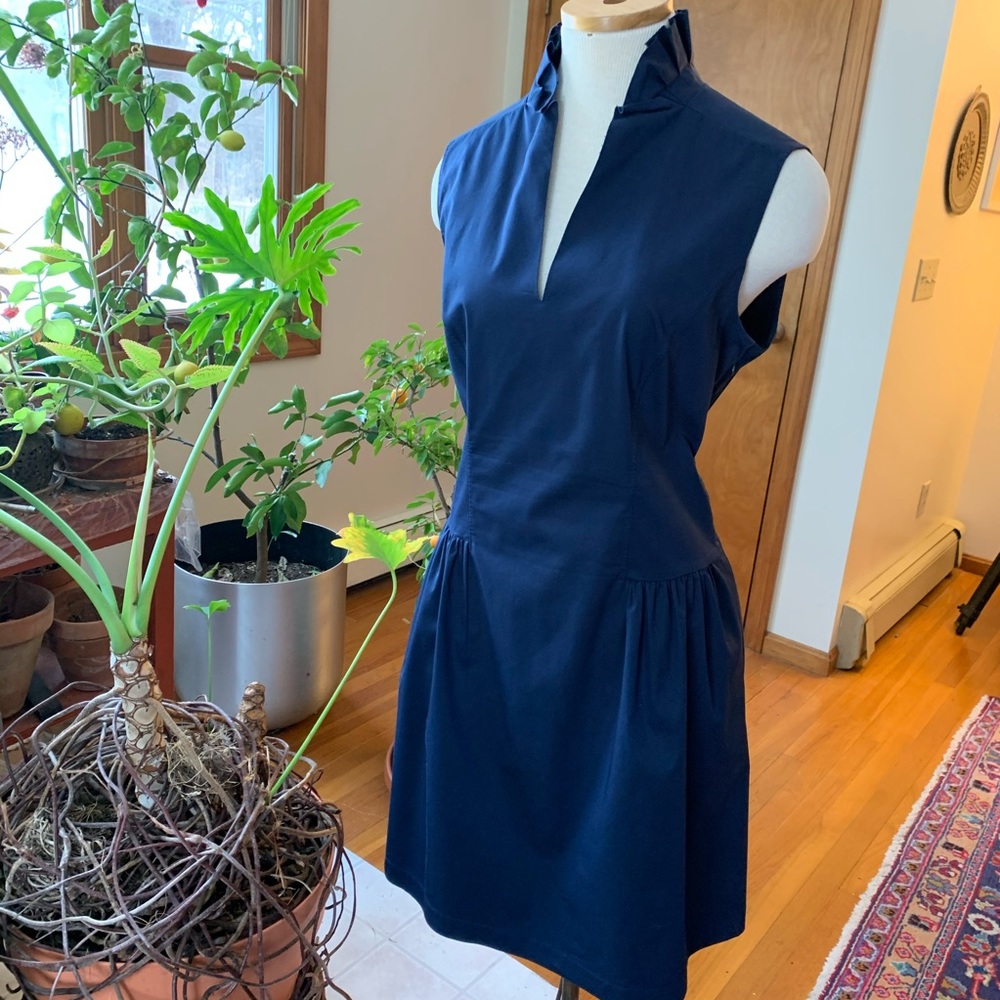 Elie Tahari ruffle dress navy L